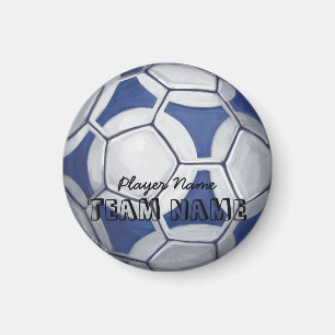 Íman Bola de Futebol Azul e Branco Nome e Número