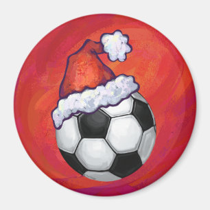 Íman Bola de futebol de Santa Hat em vermelho