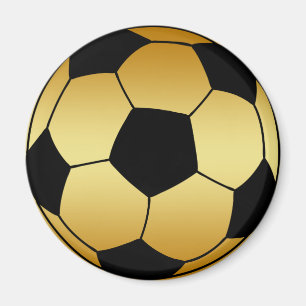 ÍMAN BOLA DE FUTEBOL DOURADO E PRETA
