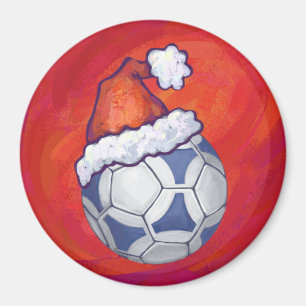 Íman Bola de futebol festiva azul e branca em vermelho