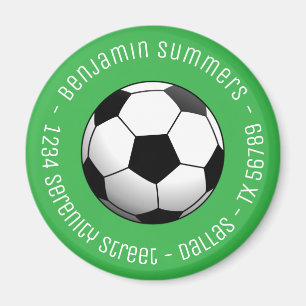 Íman Bola de Futebol no Verde com Texto Personalizado