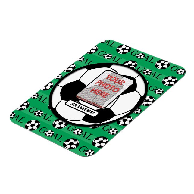 Íman Bola de futebol personalizada da foto e do nome (Left Side)