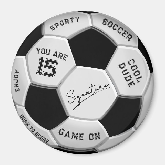 Íman Bola de Futebol Personalizada de Aniversário  | Id (Frente)