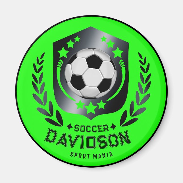Íman Bola de Futebol Personalizada Verde | Presente com (Frente)