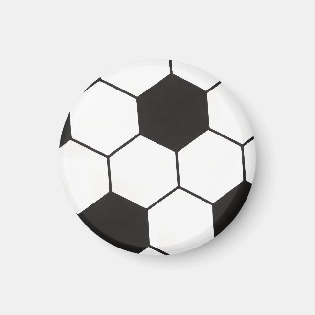 Íman Bola de Futebol Preta e Branca Padrão Geométrico  (Frente)