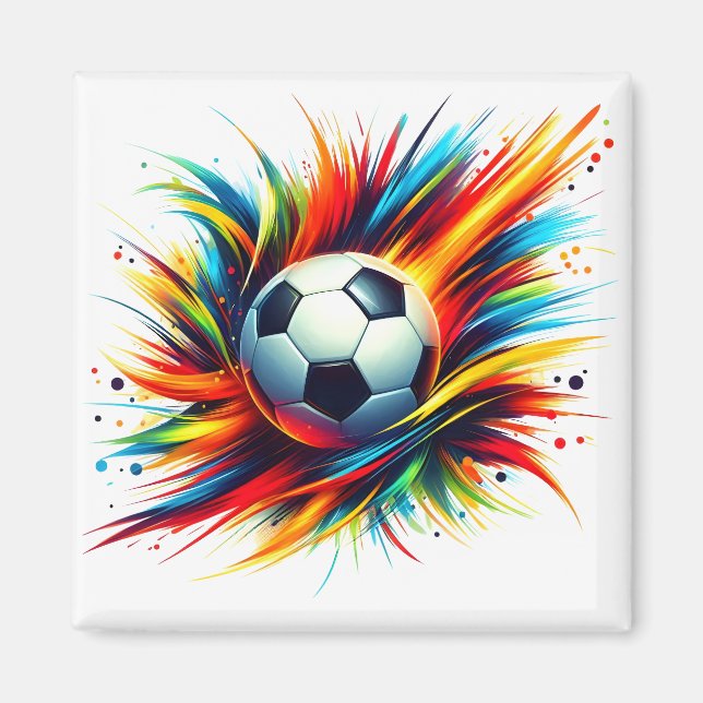 Íman Bola de Futebol Splash Futurista Abstrato (Frente)