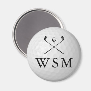 Íman Bola de Golfe com Monograma Personalizado Clássico