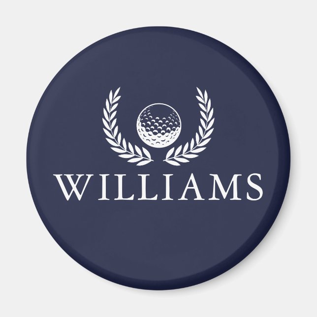 Íman Bola de Golfe e Coroa Personalizada Azul-Navy (Frente)