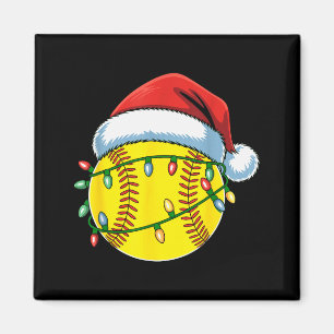 Íman Bola de Softbol de Natal Chapéu de Papai Noel Soft