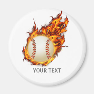 Íman Bola Personalizada de Baseball em Fogo