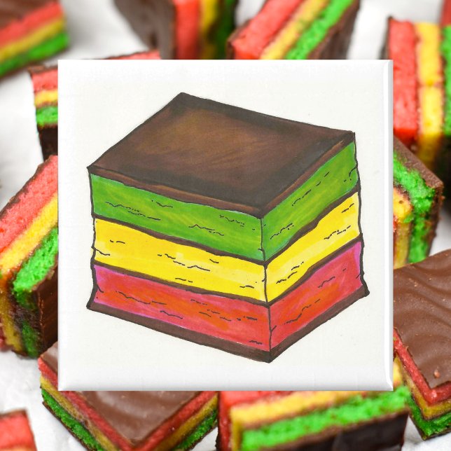 Íman Bolachas Arco-Íris de Camada Sete com Sinalizador  (Italian rainbow cookie magnet)