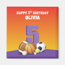 Bolas de Esportes de Aniversário para 5 de Menina 