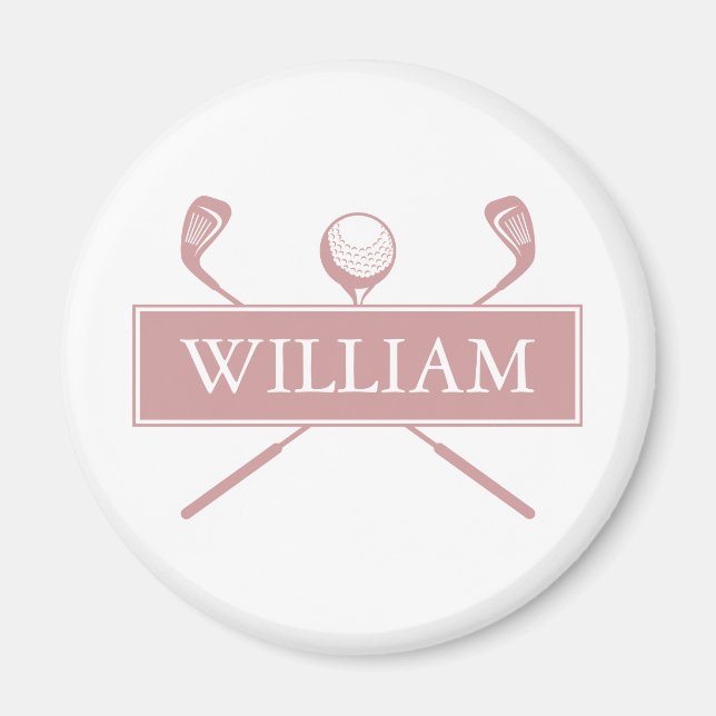 Íman Bolas de Golfe Personalizadas Chic Dusty Rose Club (Frente)