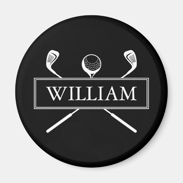 Íman Bolas De Golfe Personalizadas Preto E Branco Clube (Frente)