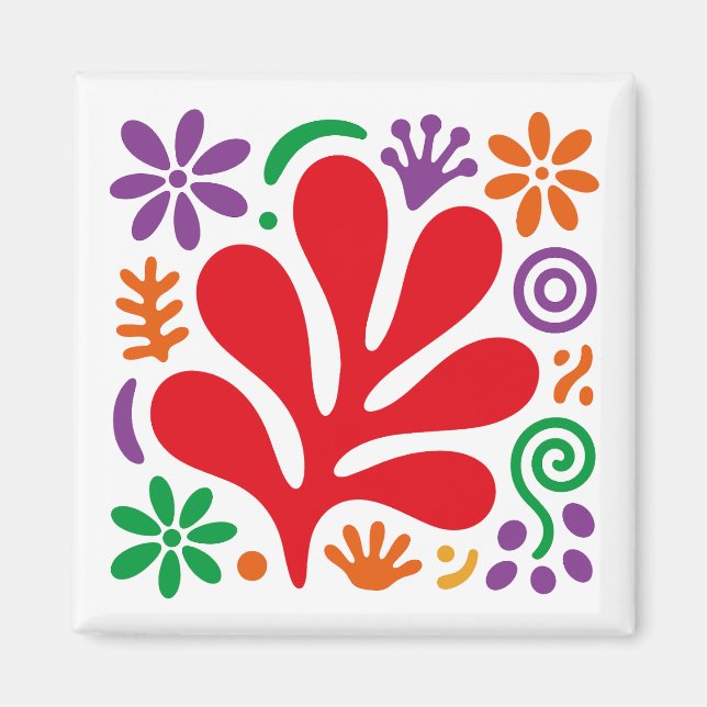 Íman Bold Abstract Magnet Colorful Floral Matisse Style (Frente)