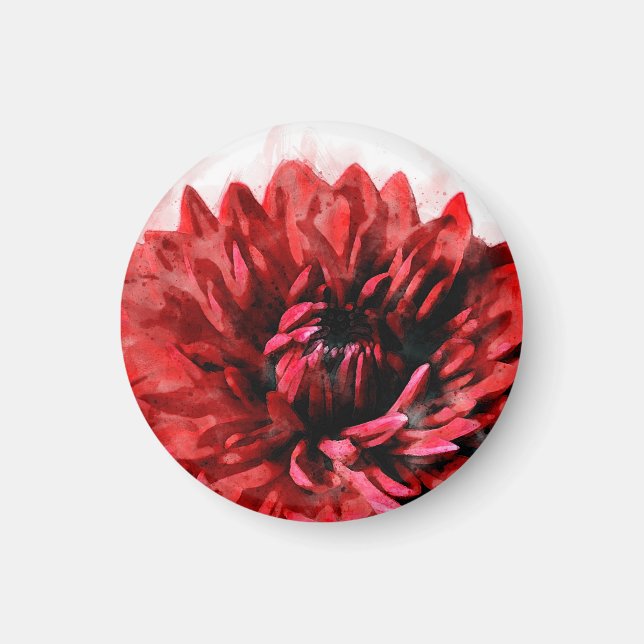 Íman Bold Dahlia Watercolor Crimson (Frente)