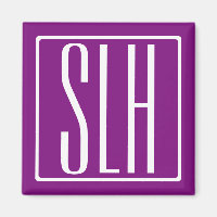 Bold Modern 3 Iniciais Monograma | Branco e Roxo