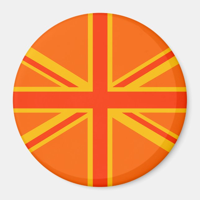 Íman Bold Orange Union Jack British Flag Swag (Frente)