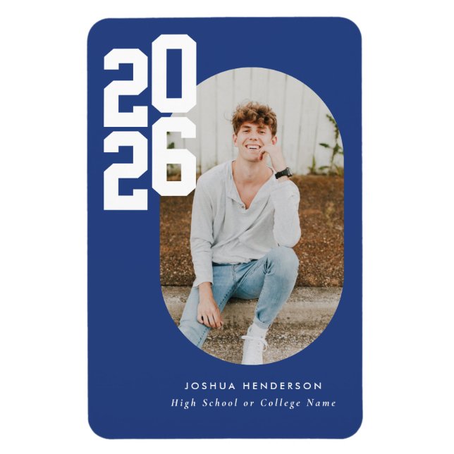 Íman Bold Type Blue Graduation Flexible Photo Magnet (Vertical)