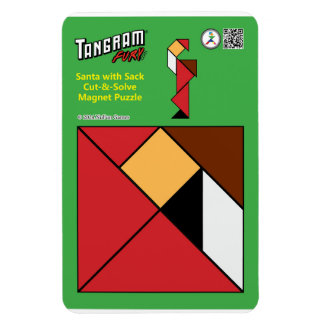 Íman Boletins de Natal Tangram - Papais noeis e sacos d