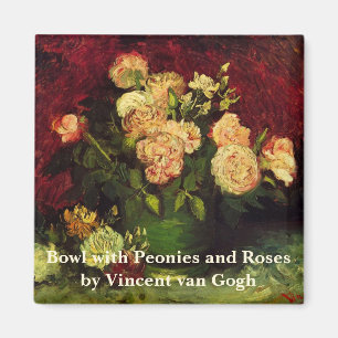 Íman Boliche com Peonies e Rosas de Vincent van Gogh