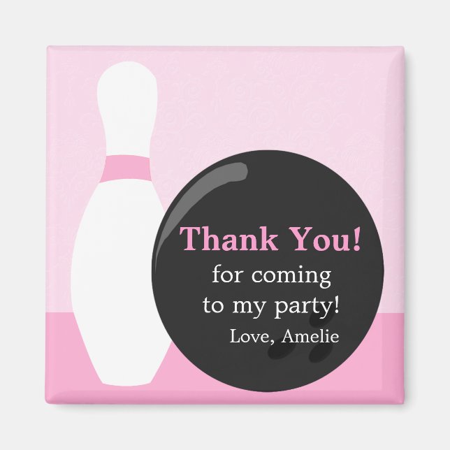 Íman Boliche Garota Festa de aniversário Obrigado Magne (Frente)