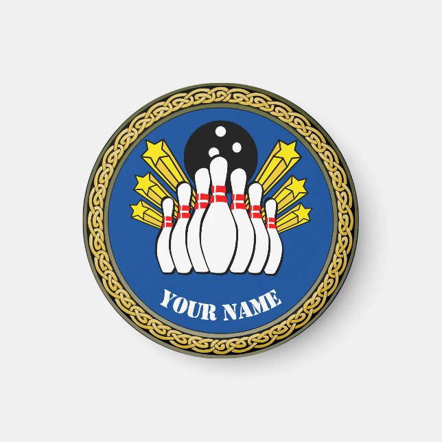 Íman Boliche Personalizada - Adicionar Nome - Azul (Frente)