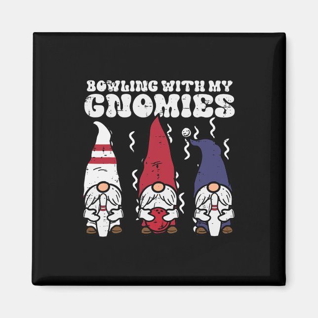 Íman Boliches Com Gnomies Bowler Gnomos Correspondendo  (Frente)