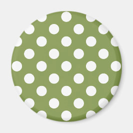 Íman Bolinhas brancas de verde-oliva