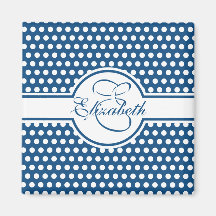 Bolinhas brancas elegantes no monograma azul cláss