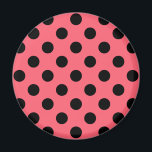 Íman Bolinhas pretas em coral<br><div class="desc">Bolinhas pretas em coral</div>