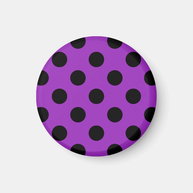 Íman Bolinhas pretas em roxo (Frente)