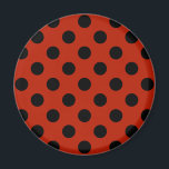 Íman Bolinhas pretas em vermelho<br><div class="desc">Bolinhas pretas em vermelho</div>