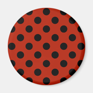 Íman bolinhas pretas em vermelho