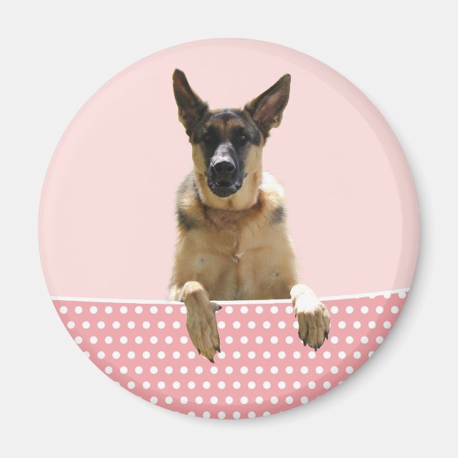 Íman Bolinhas Rosa german shepherd (Frente)