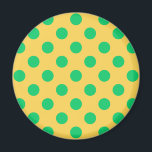 Íman Bolinhas verdes em amarelo<br><div class="desc">Bolinhas verdes em amarelo</div>
