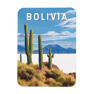 Íman Bolívia Illustração Viagem Art Vintage