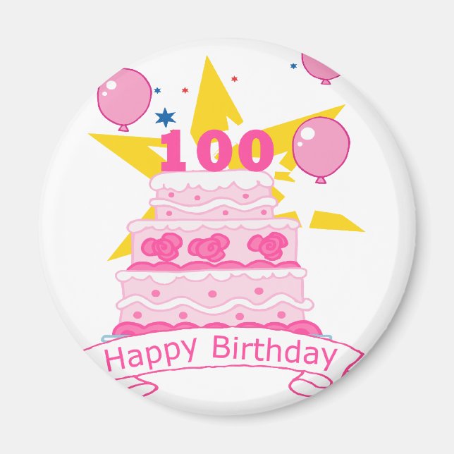 Íman Bolo de aniversário de 100 anos (Frente)