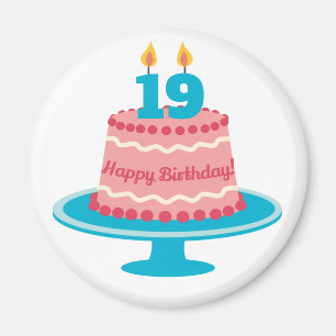 Íman Bolo de Aniversário de 19 anos