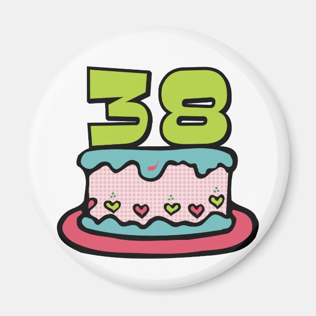 Íman Bolo de aniversário de 38 anos (Frente)