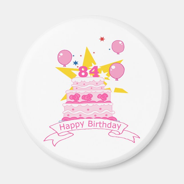 Íman Bolo de aniversário de 84 anos (Frente)