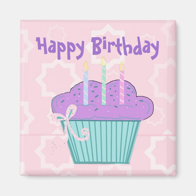 Íman Bolo de Aniversário Feliz (Frente)