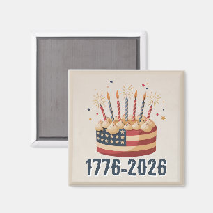 Íman Bolo de Aniversário Patriótico 1776-2026 Celebraçã