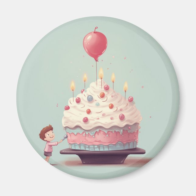 Íman Bolo de aniversário, sorvete, aniversário (Frente)