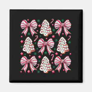 Íman Bolo de árvore de laço coquete Candy Cane Feliz Na