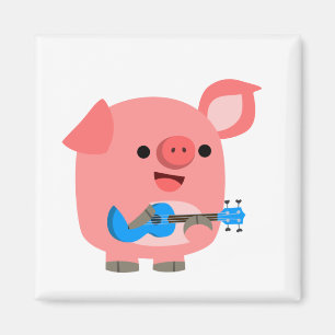 Íman Bolo de Cartoon Bonito Tocando Magneta Ukulele