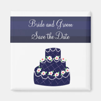 Íman Bolo de Casamento Azul Marinho Save the Date