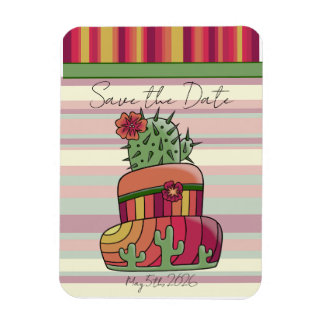 Íman Bolo de Casamento Cactus "Salve a Data"