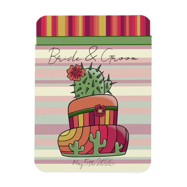 Íman Bolo de Casamento de Cacto (Vertical)
