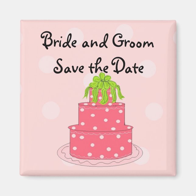 Íman Bolo de Casamento Rosa Salve a Data (Frente)
